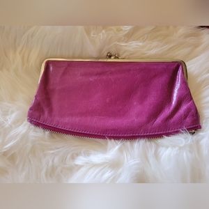HOBO International Genuine purple leather clutch/wallet with zipper bottom